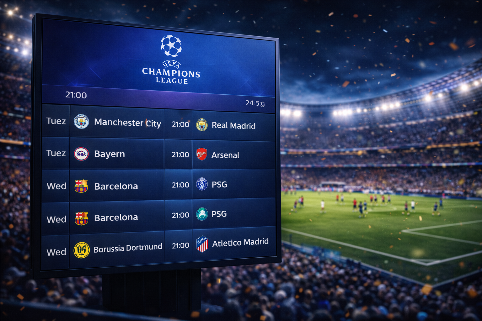 Bảng lịch thi đấu Champions League